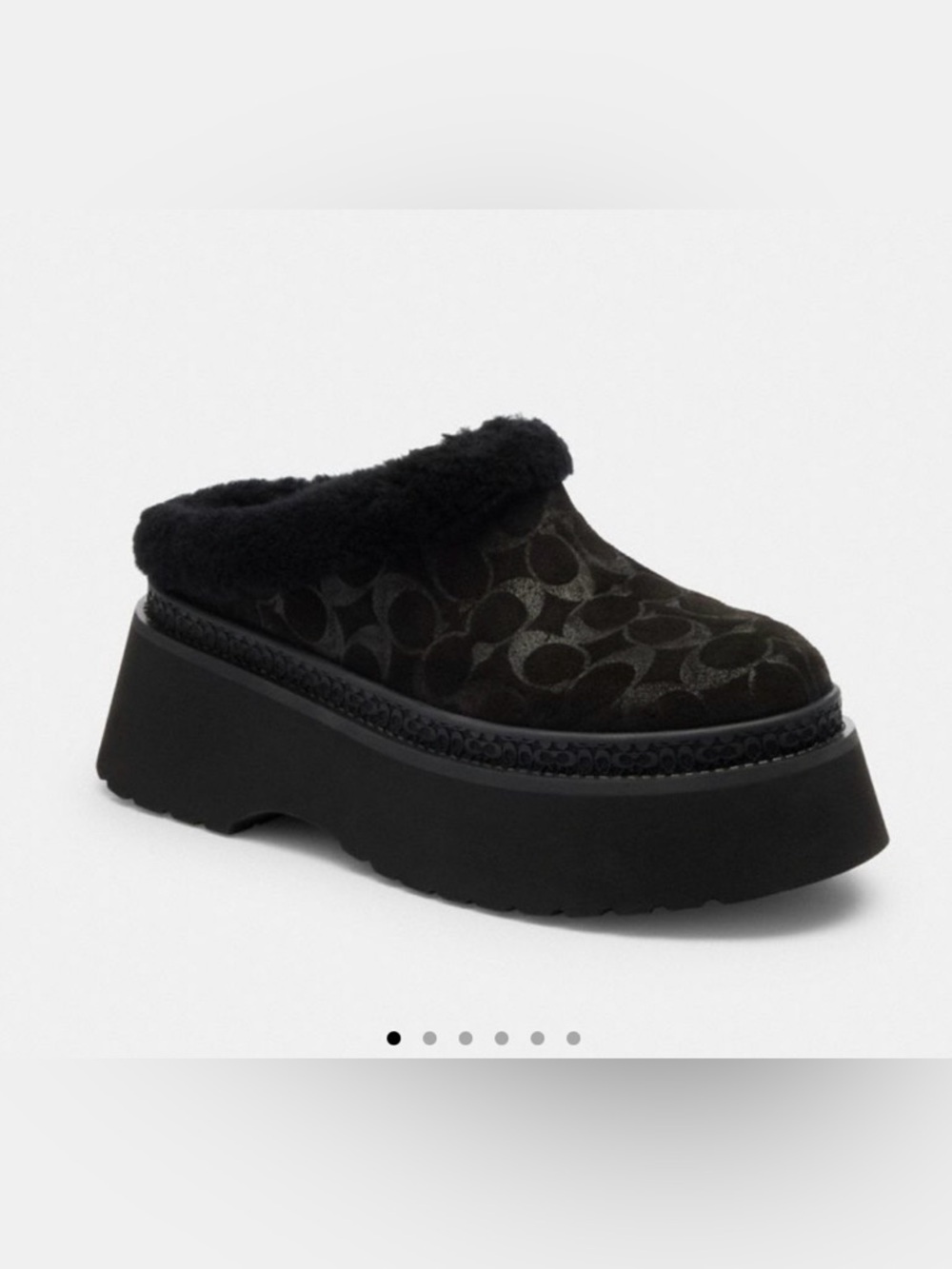 Cecilia Coach Black Suede Signature Platform Slip-Ons